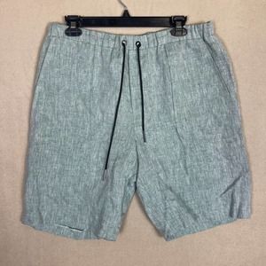 Rochambeau Linen Chino Shorts Mens L Green Drawstring Waist Pockets‎ Relaxed Fit